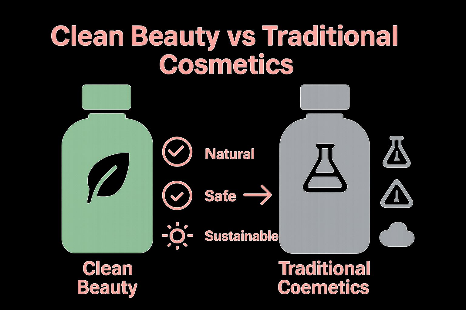 Infographic comparing clean beauty and traditional cosmetics