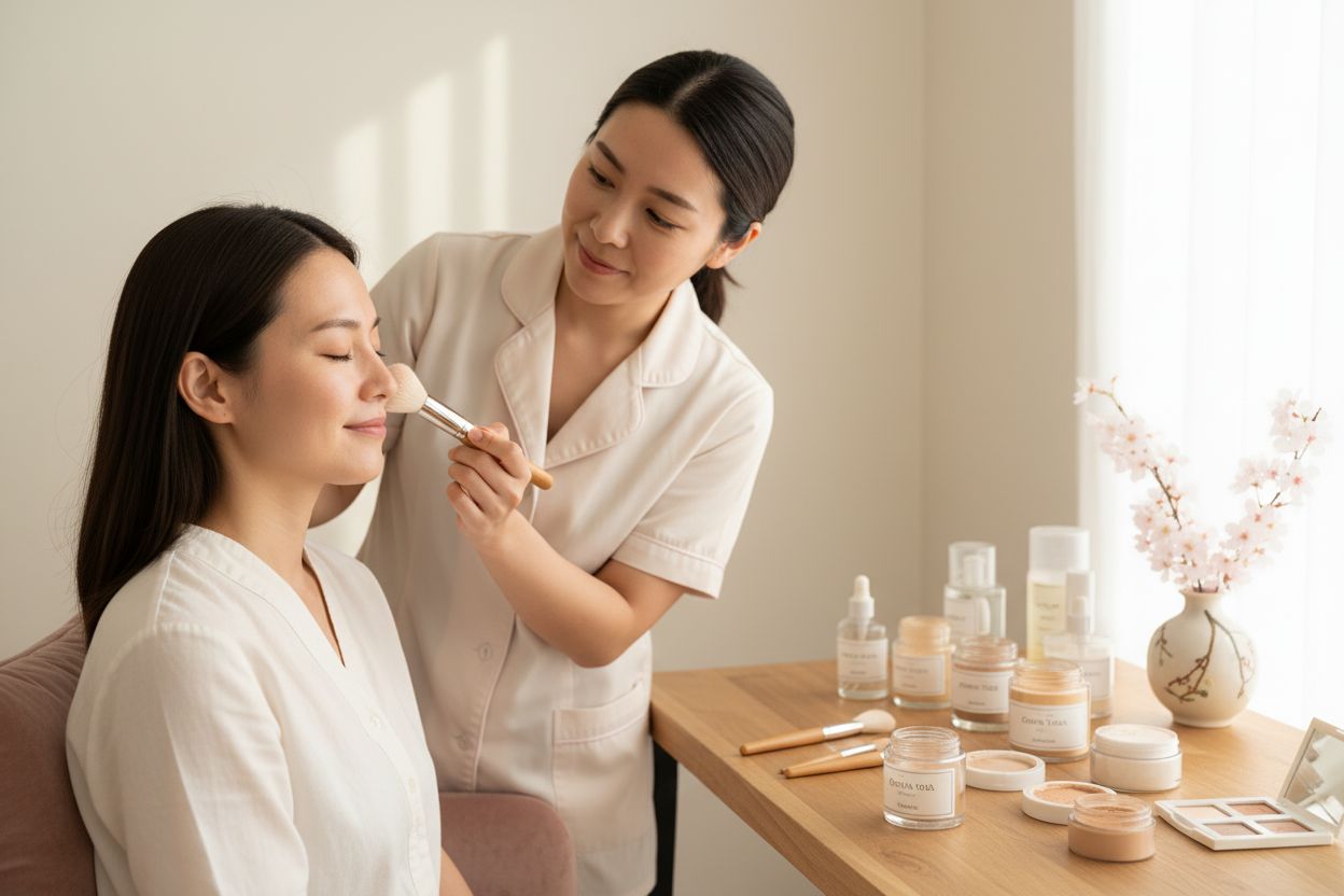 makeup artist, applying natural makeup