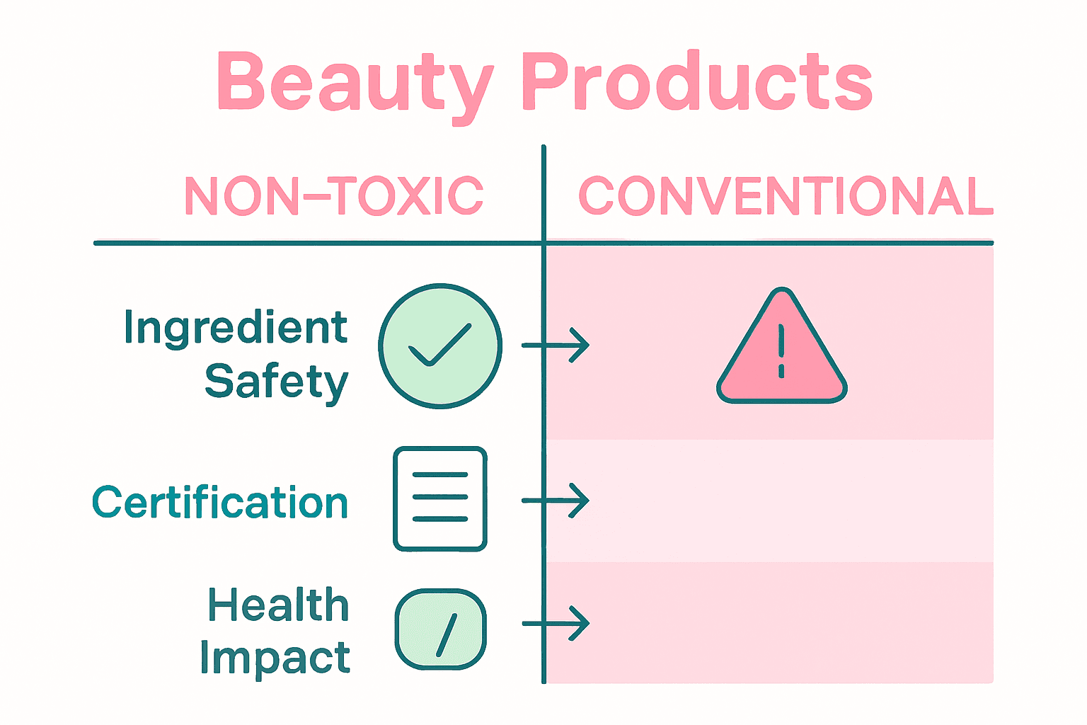 Side-by-side chart comparing non-toxic and conventional beauty