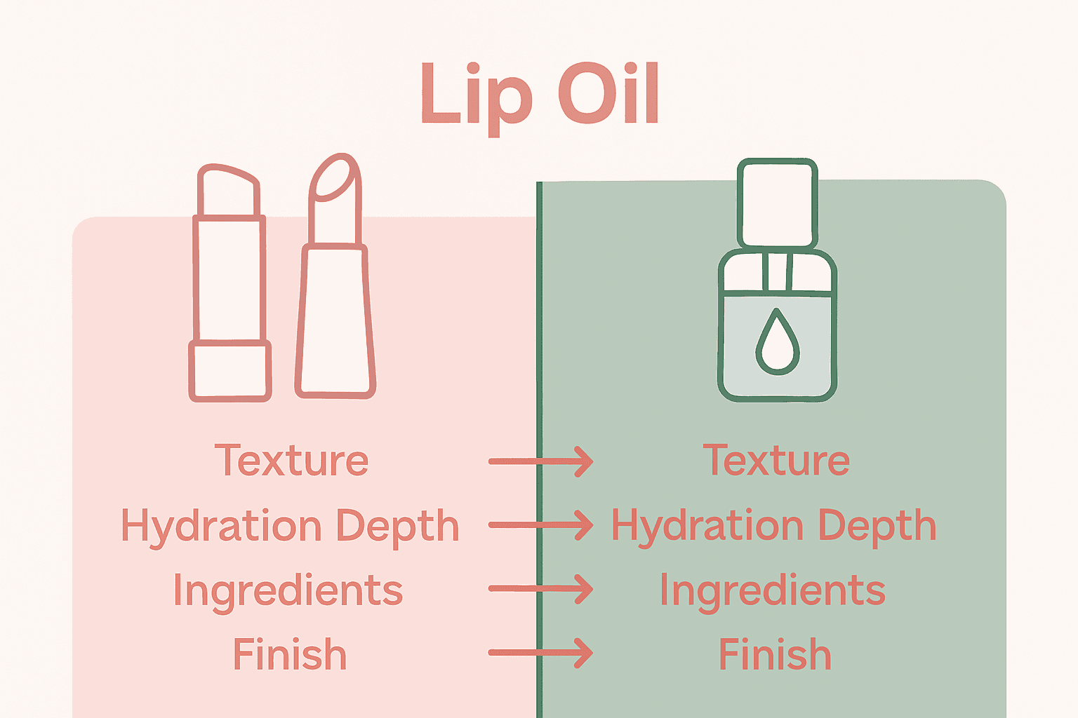 Comparison chart of lip oils vs traditional lip care.