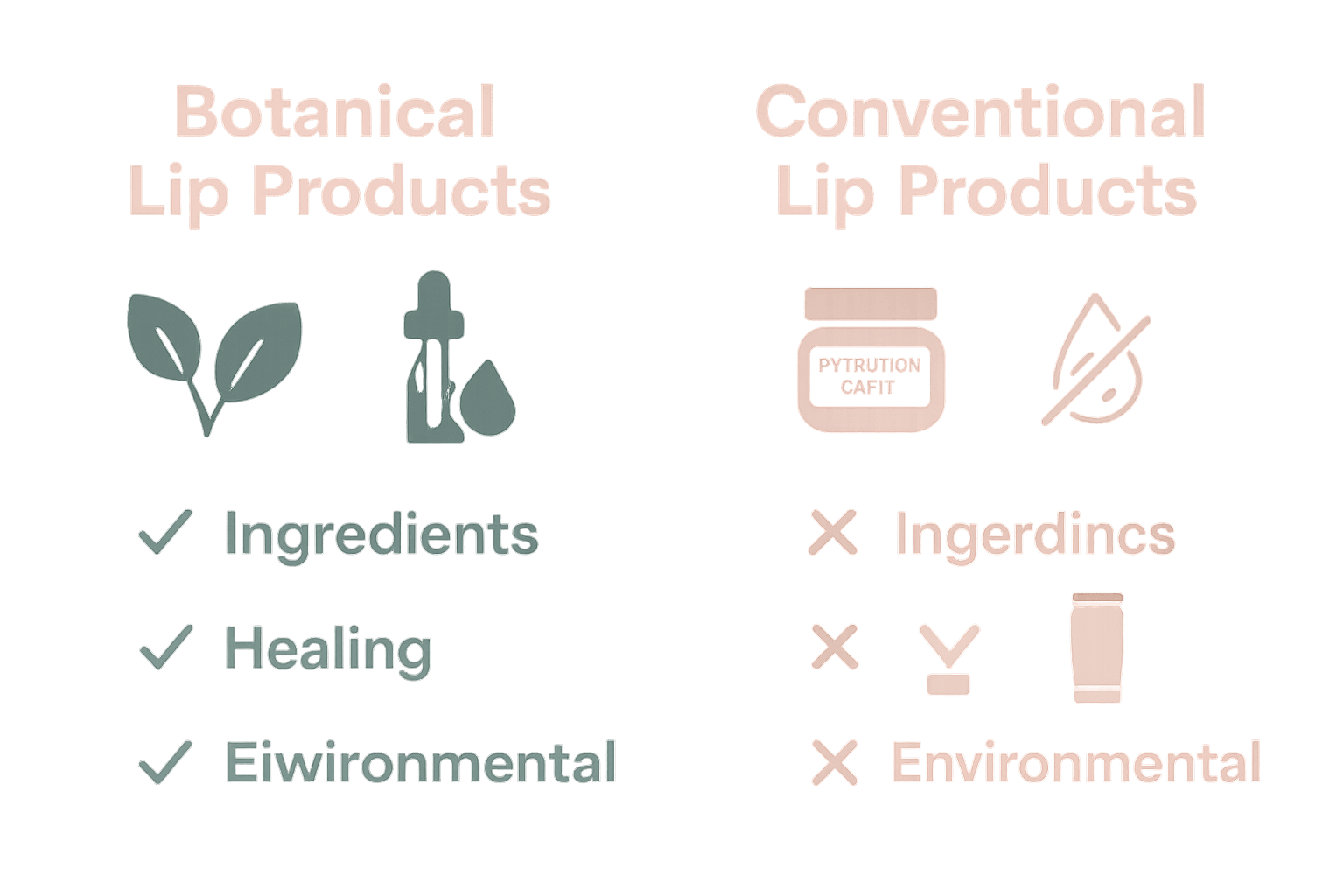 Comparison chart of botanical versus conventional lip products