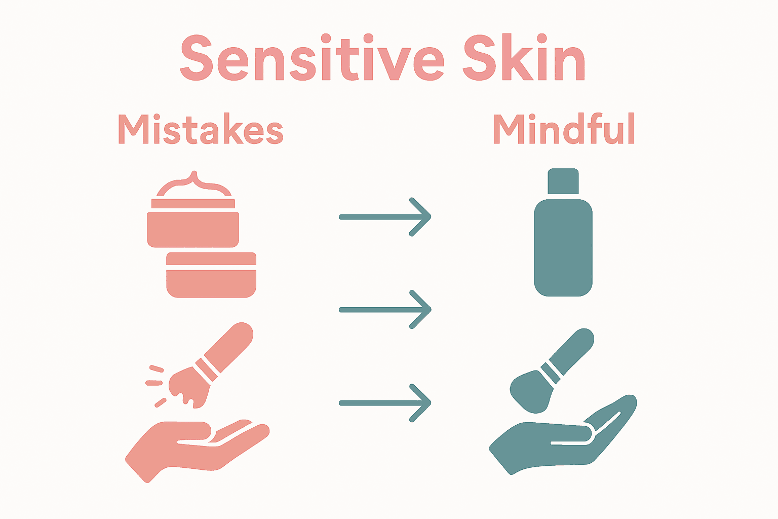 Infographic showing makeup mistakes versus mindful practices.