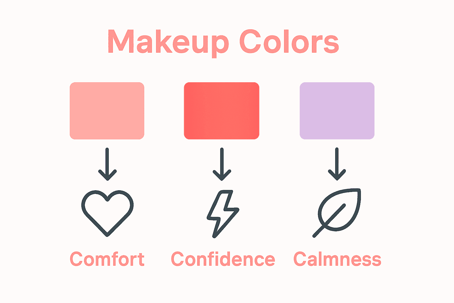 Infographic comparing three makeup shades and their emotional impact