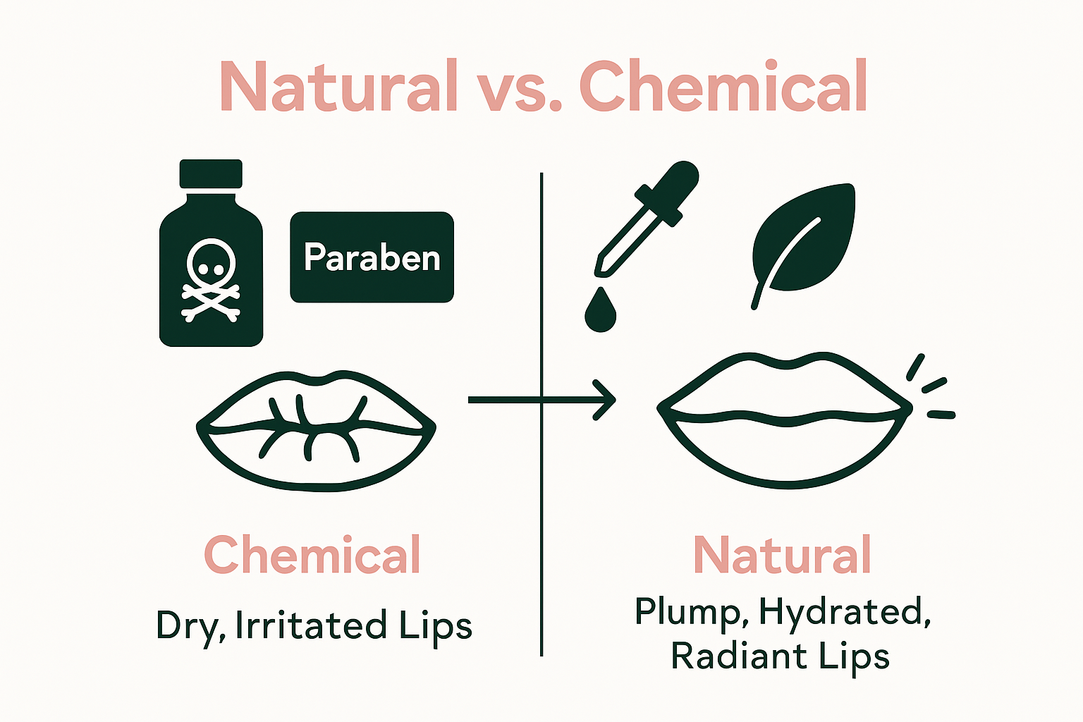 Infographic comparing chemical and natural lip enhancement