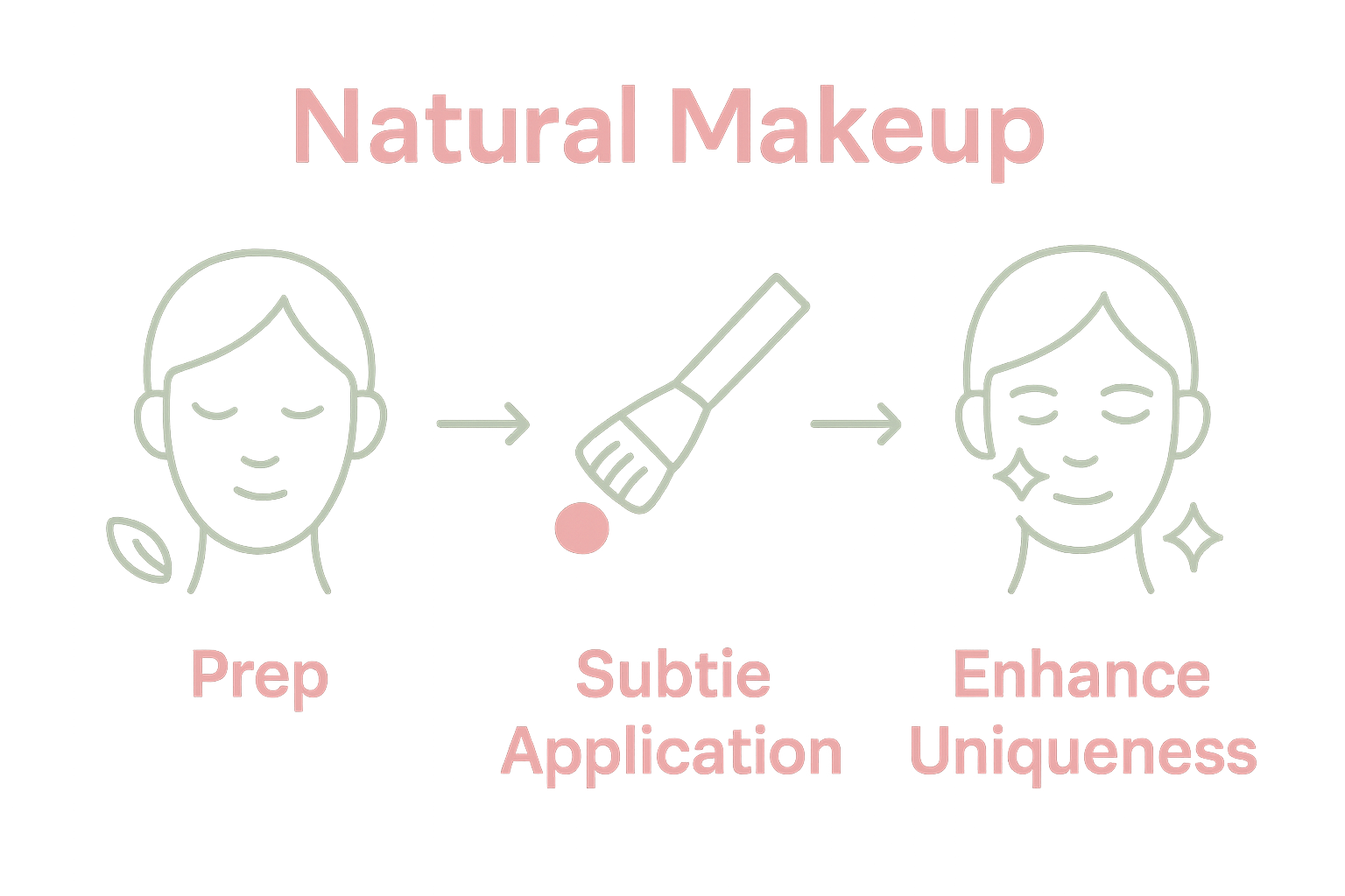 Infographic natural makeup process steps