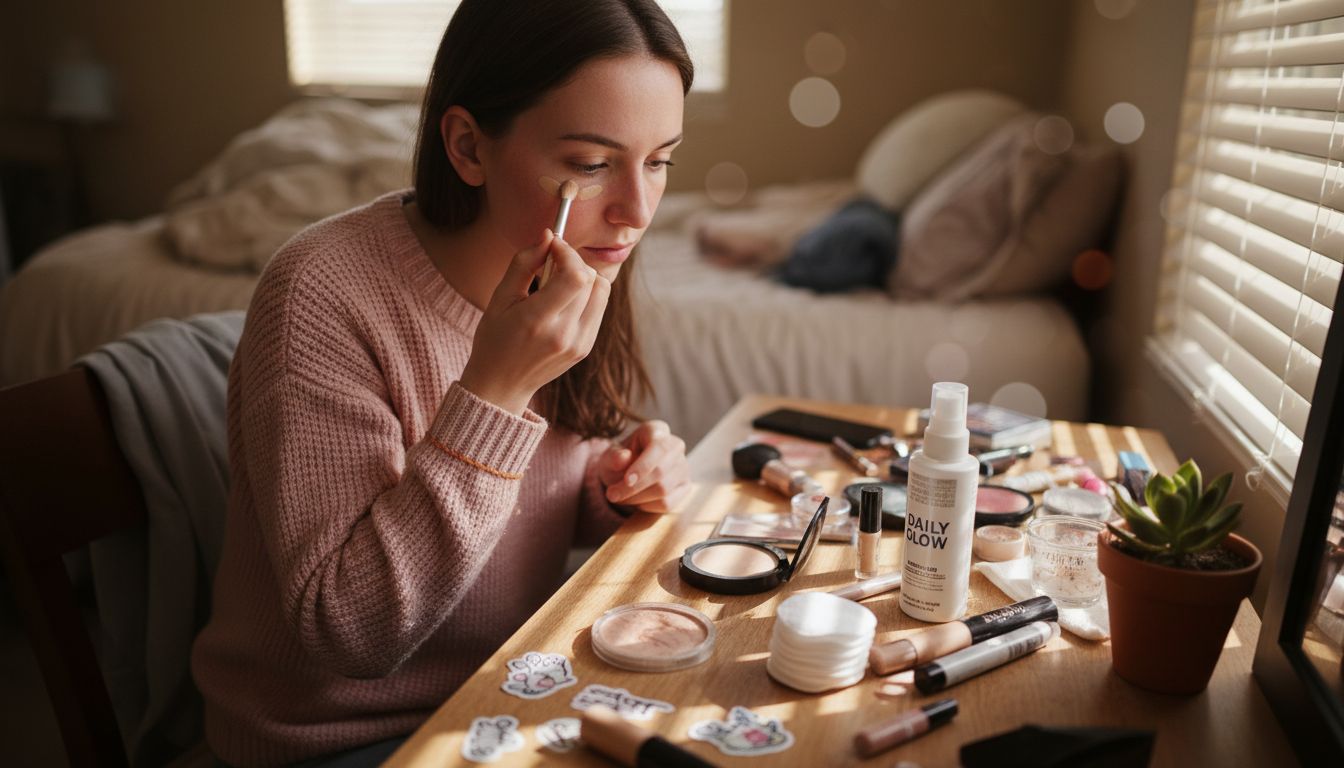 Daily makeup routine for sensitive skin