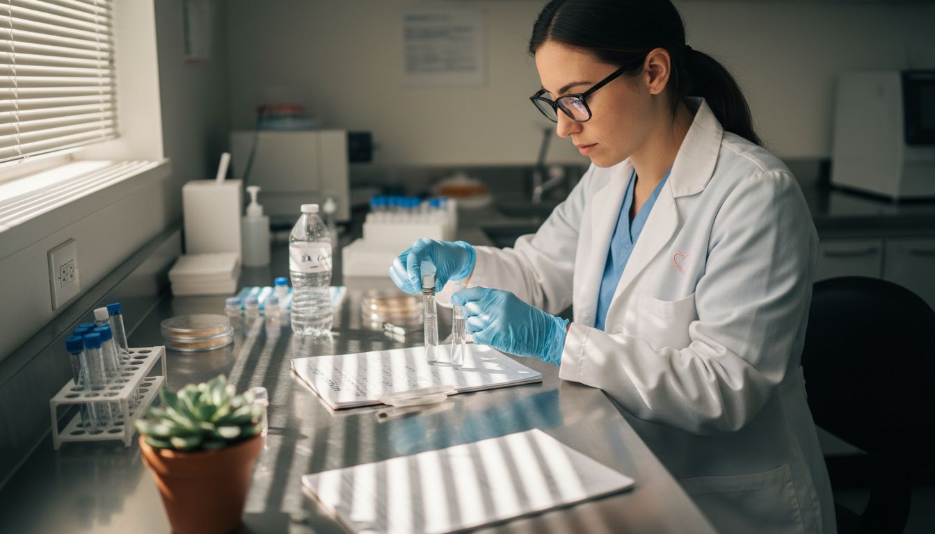 Lab technician testing skincare product samples