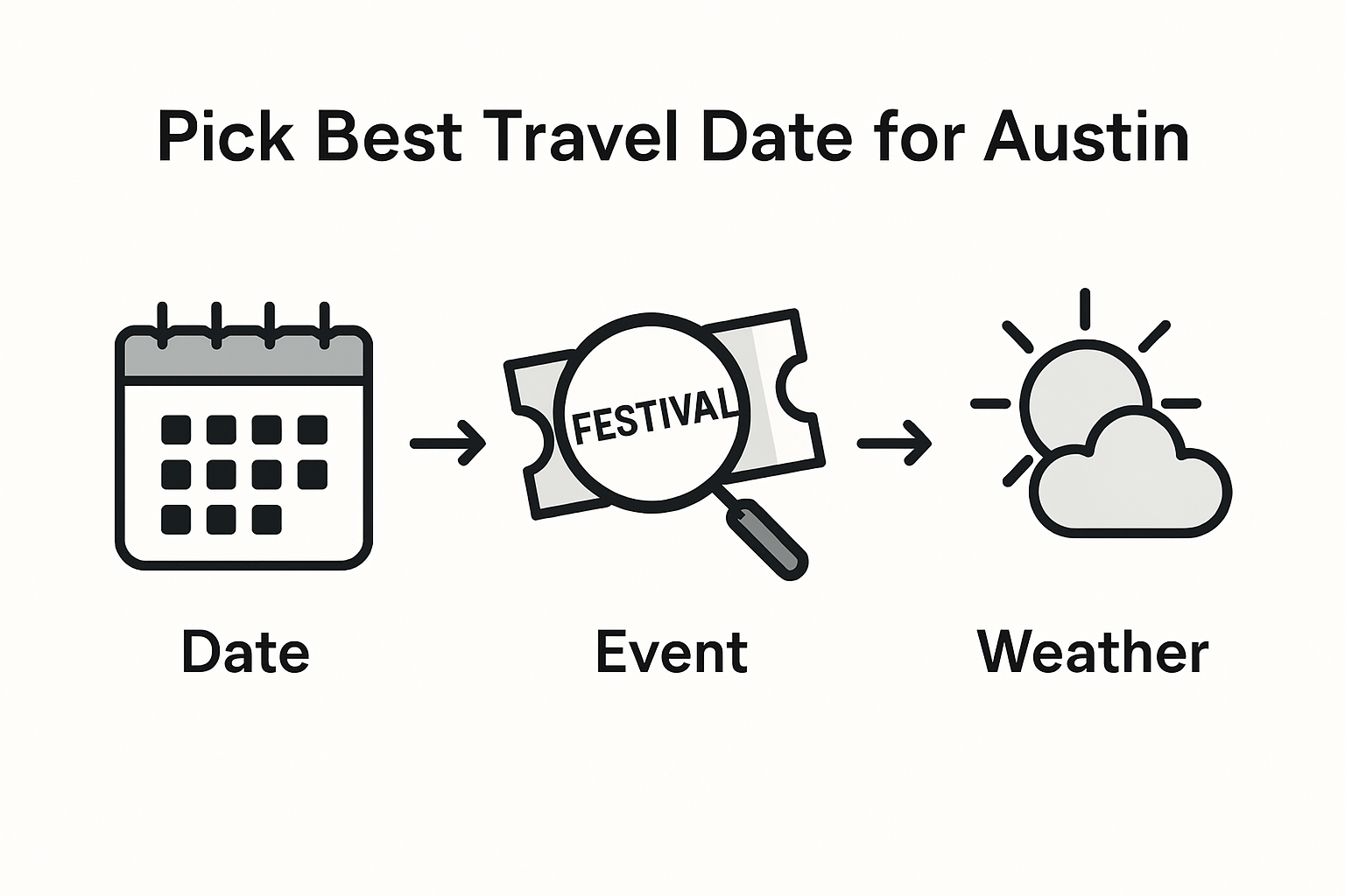 Infographic of Austin travel date selection steps