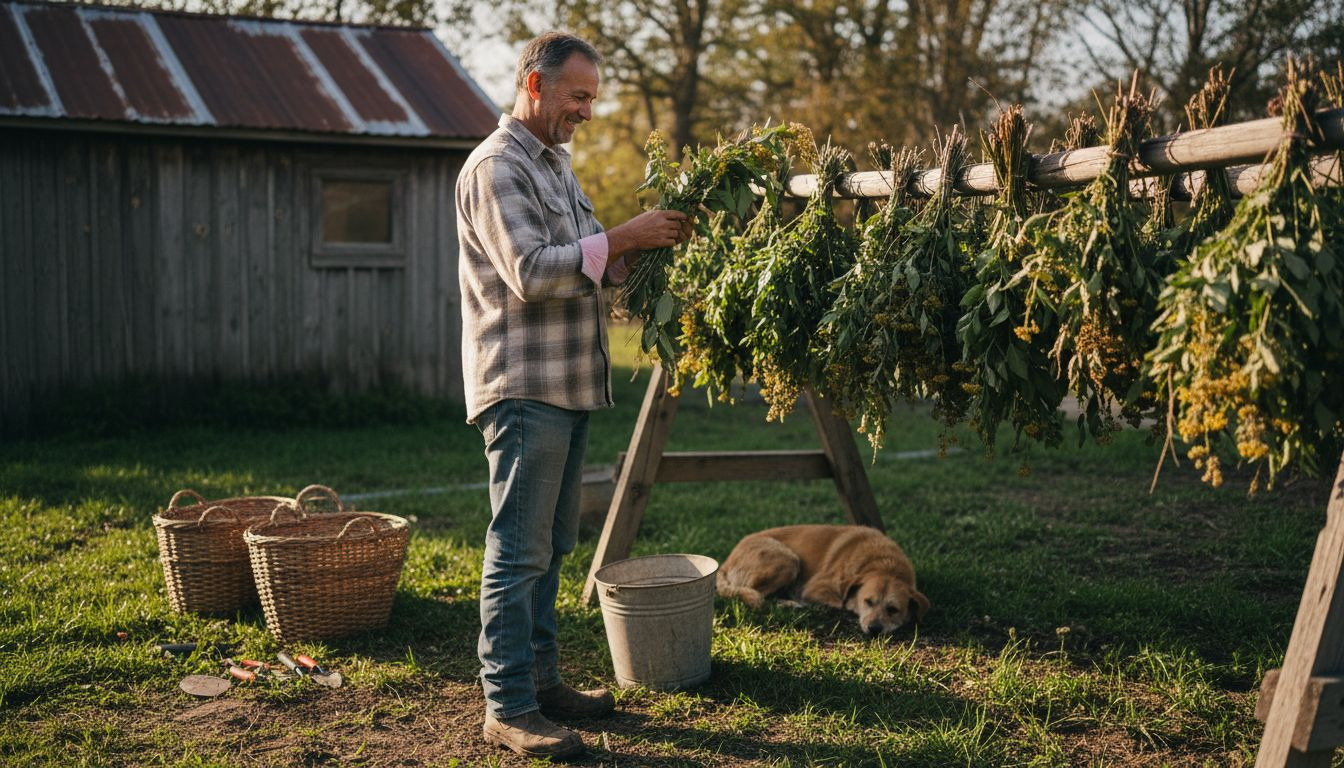 Community worker inspecting fair trade botanicals