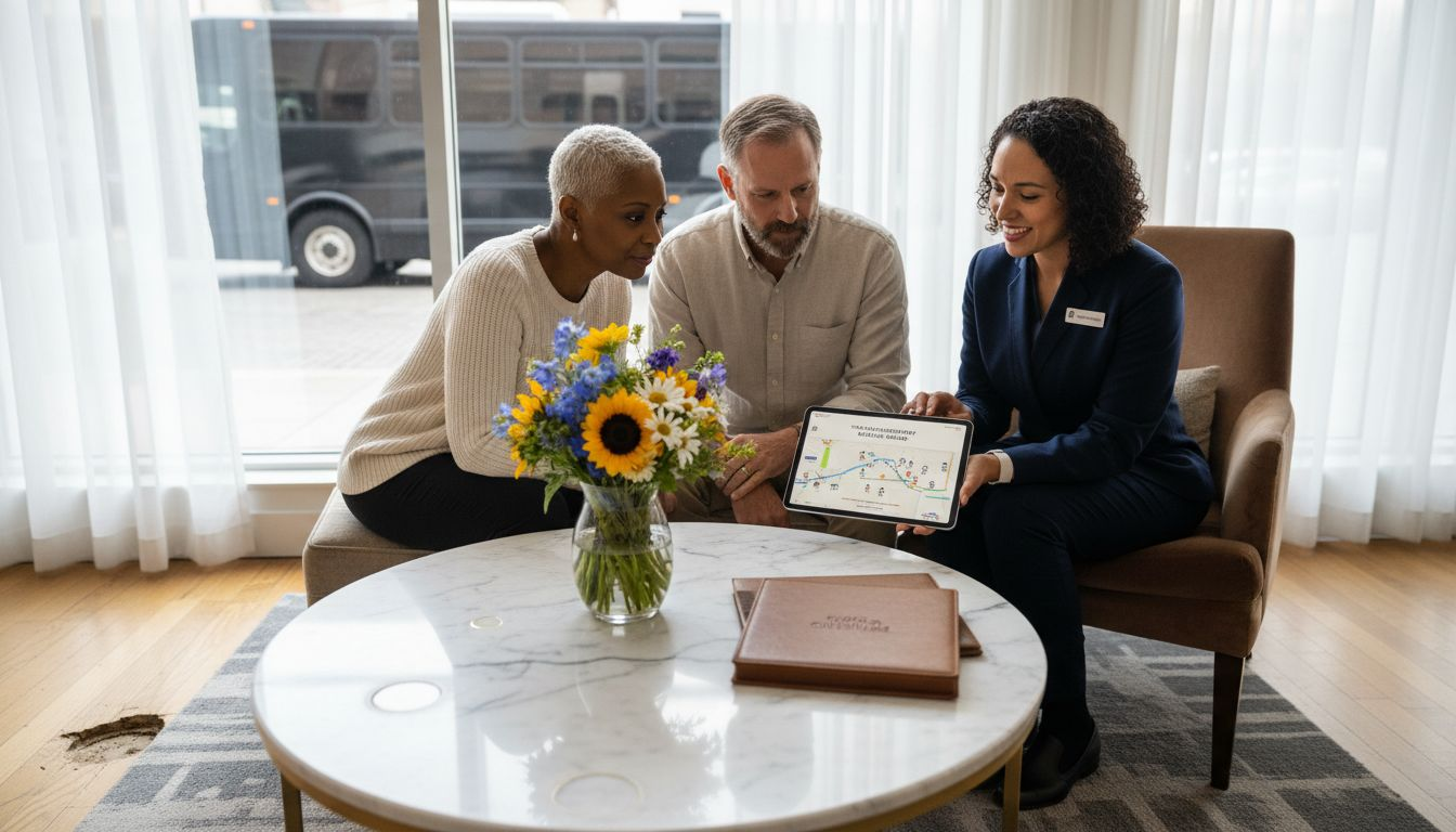 Concierge planning custom tour with couple