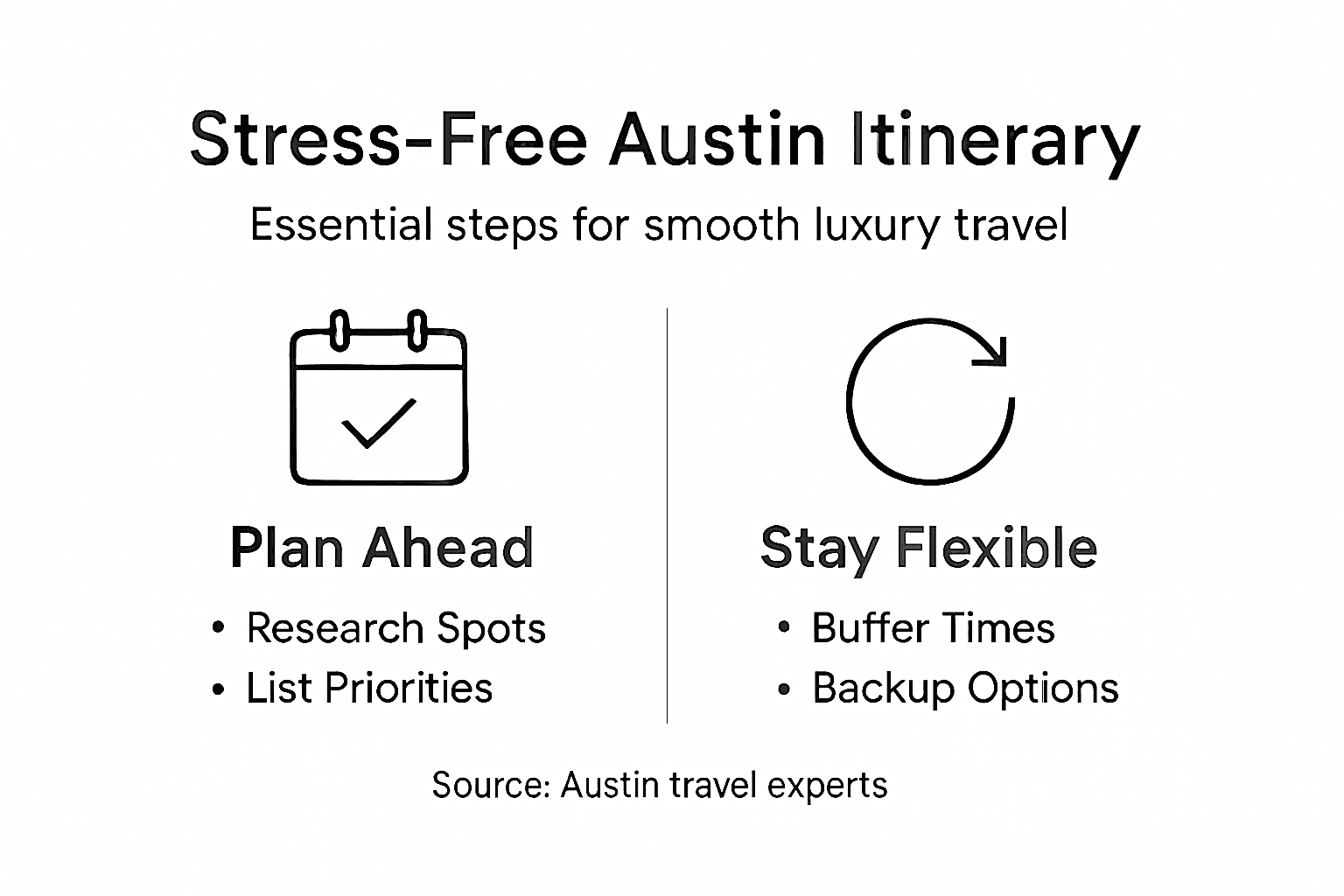 Infographic on stress-free Austin itinerary planning
