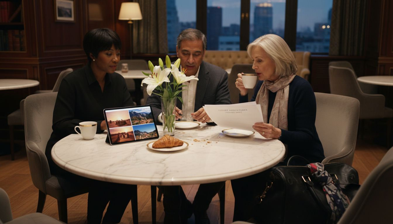 Luxury group travelers planning private dining