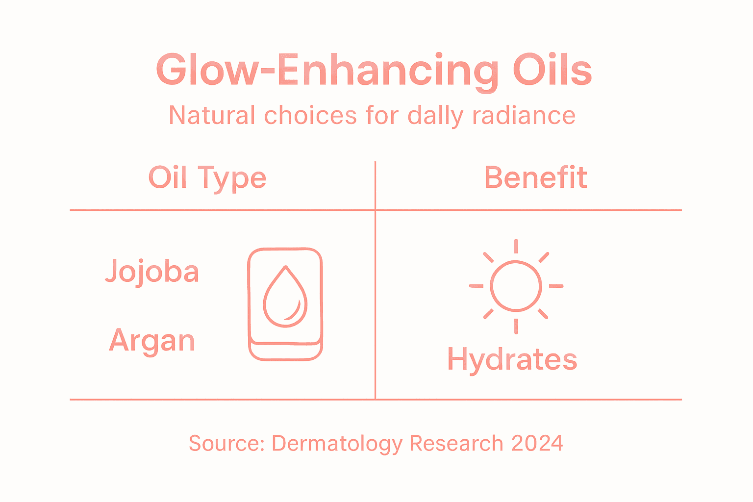 Infographic compares natural glow-enhancing oils