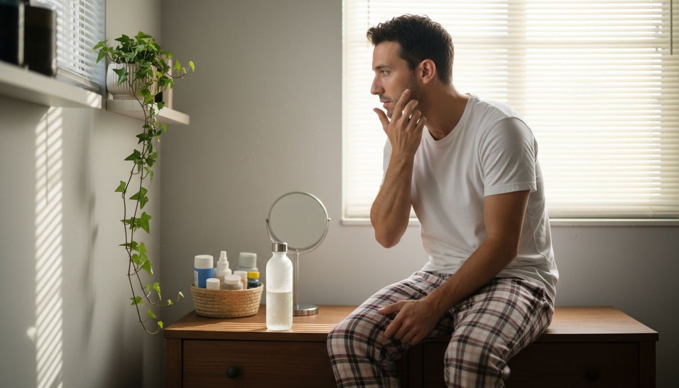 Man using clean skincare on sensitive skin