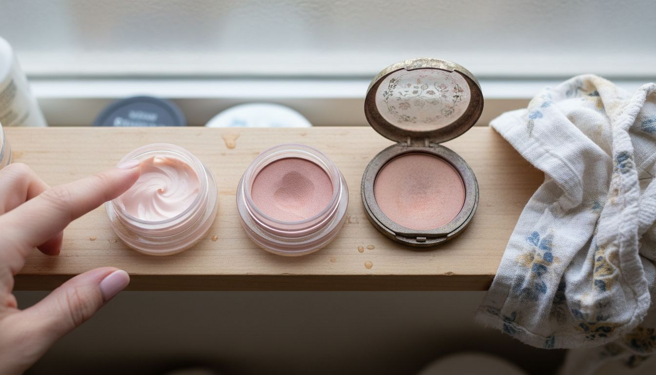 Various natural blush formulas on shelf