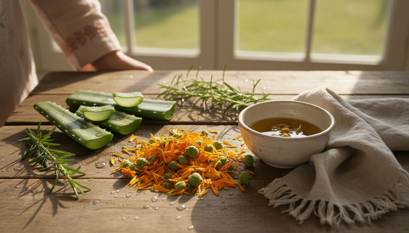 Closeup of natural ingredients for skincare
