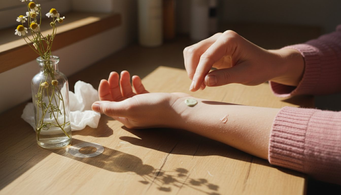Hand applying botanical cream patch test