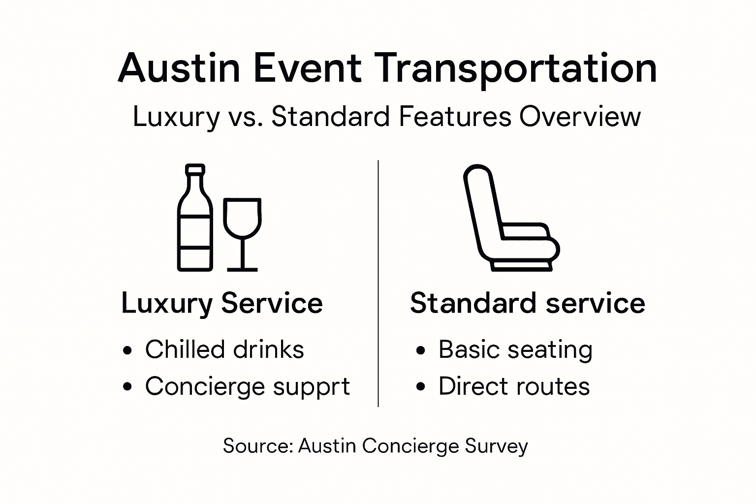Luxury vs standard event transportation features infographic