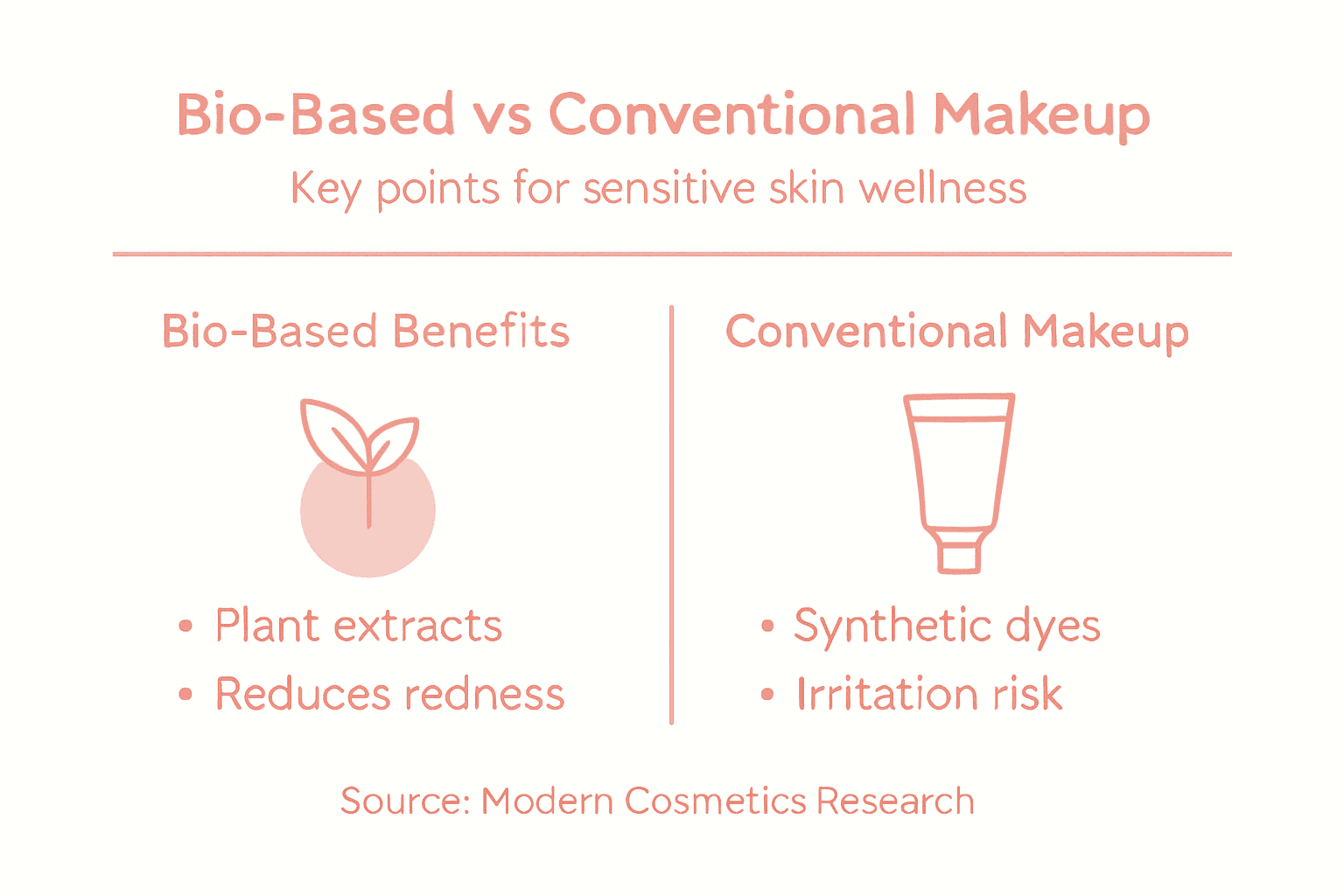 Infographic comparing bio-based and conventional makeup