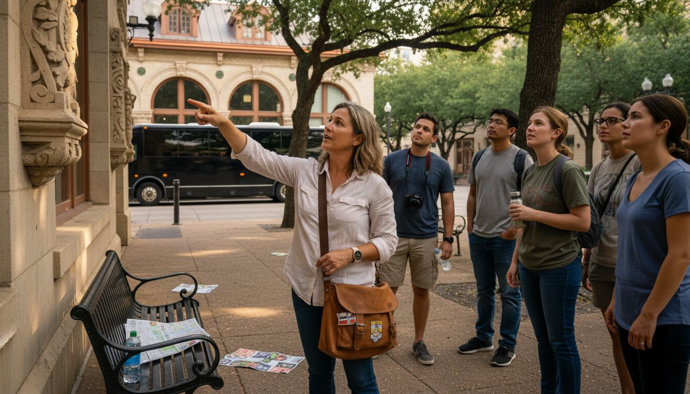 Guide leads luxury tour in Austin downtown