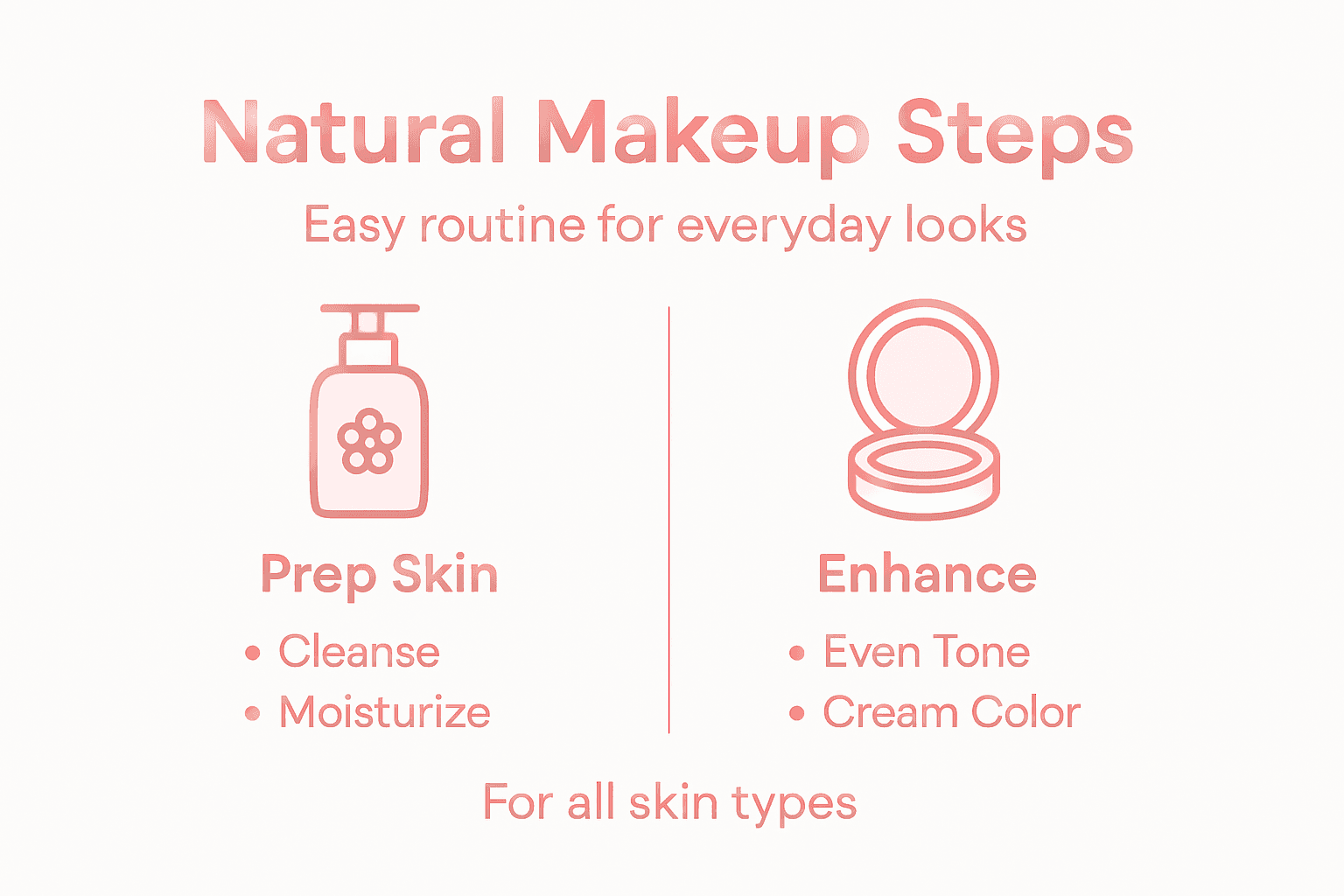Infographic summarizing natural makeup steps
