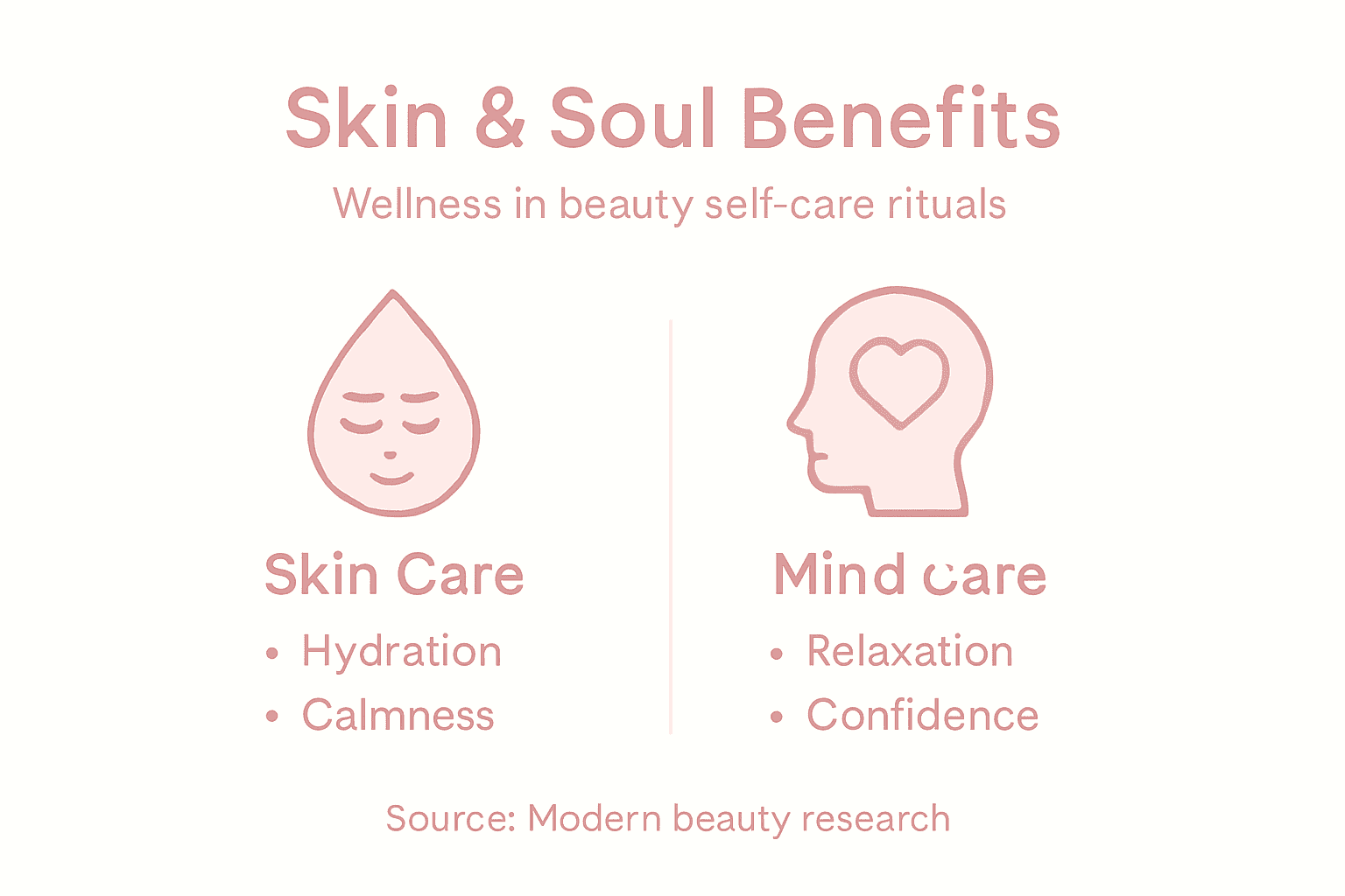 Infographic showing skin and mind wellness benefits