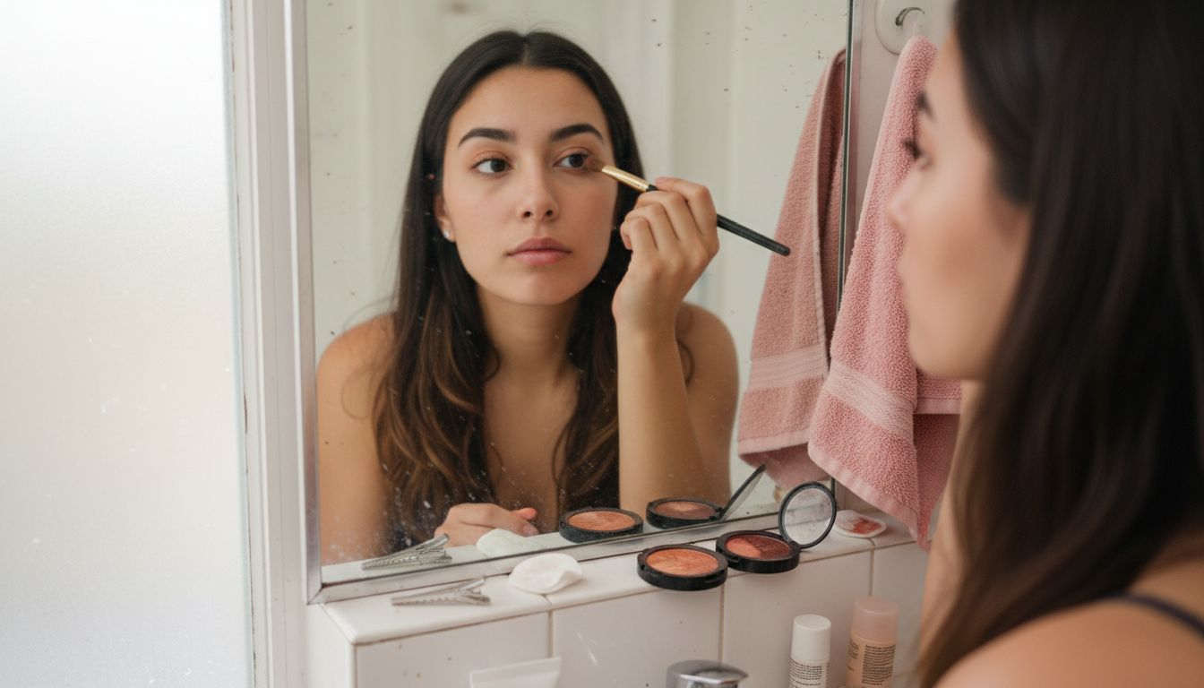 Applying and blending eyeshadow for brown eyes