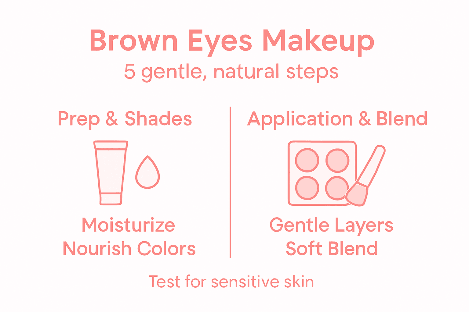 Infographic natural makeup steps for brown eyes