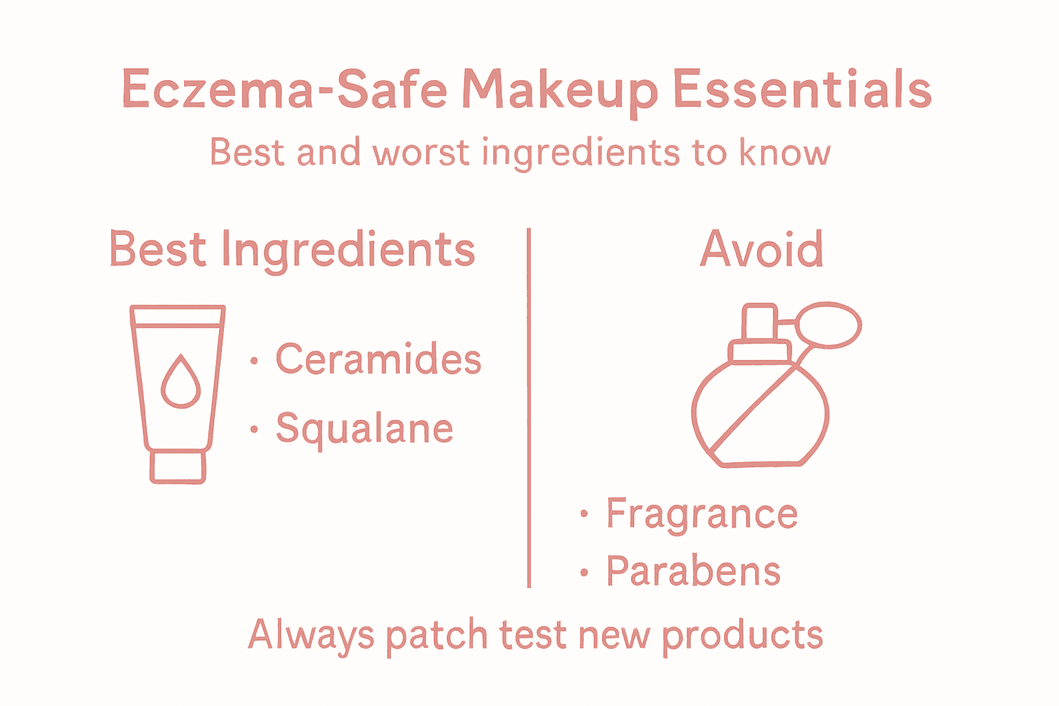 Infographic about eczema-safe makeup ingredients