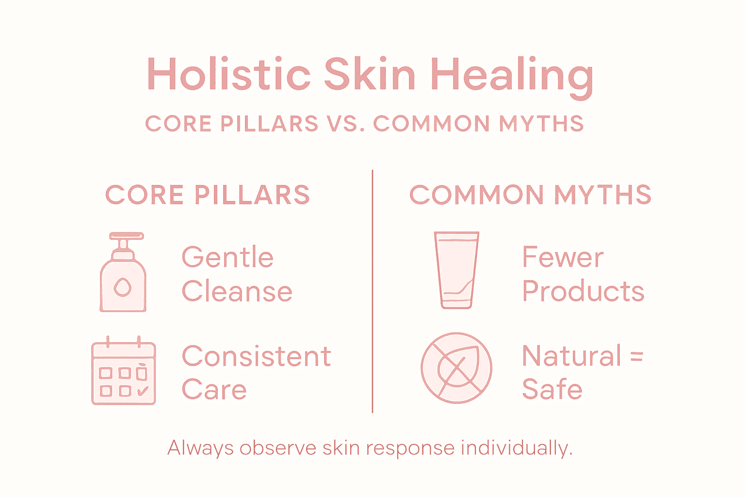 Infographic comparing holistic skincare and myths