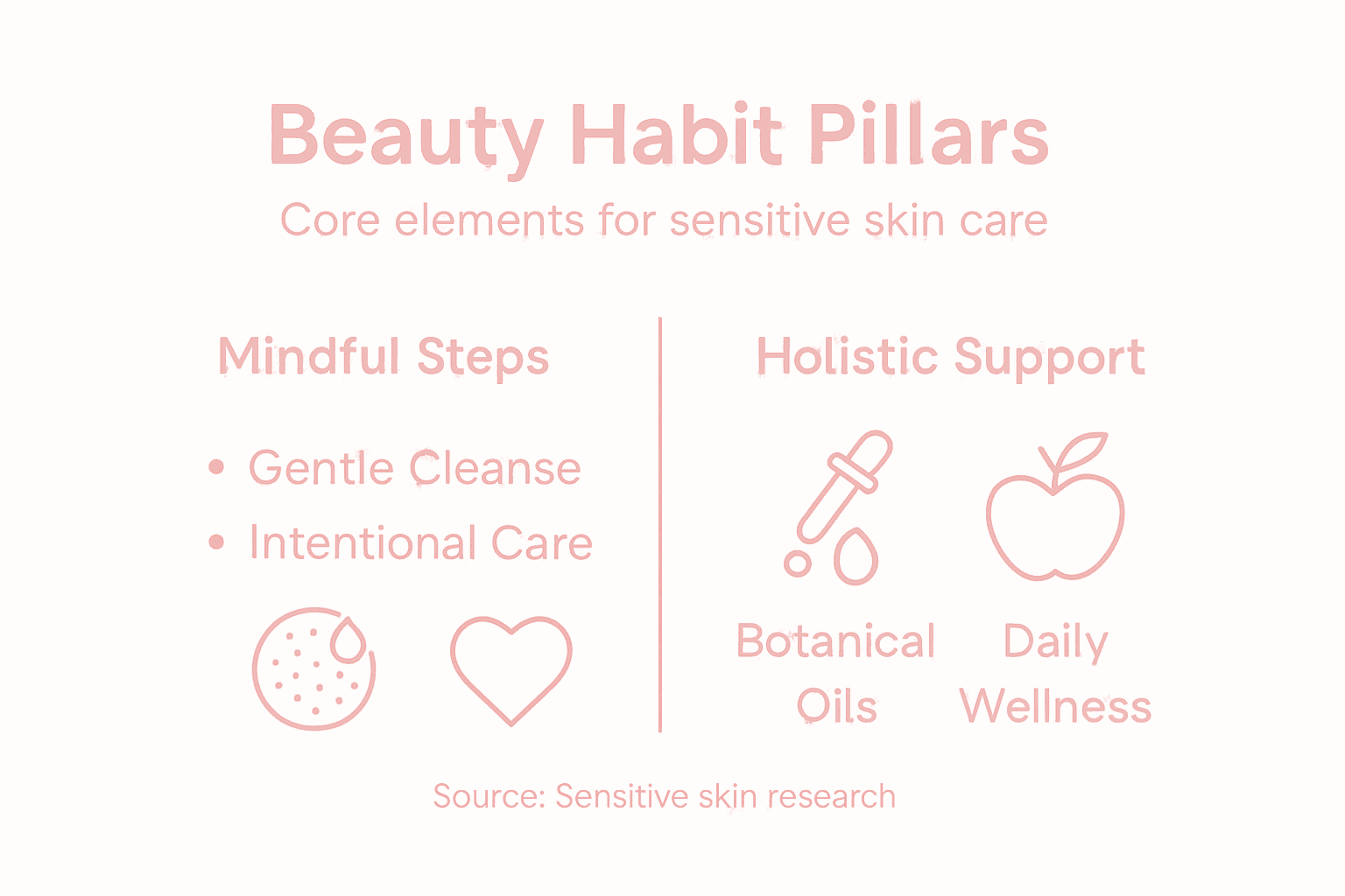 Infographic showing key pillars for sensitive skincare