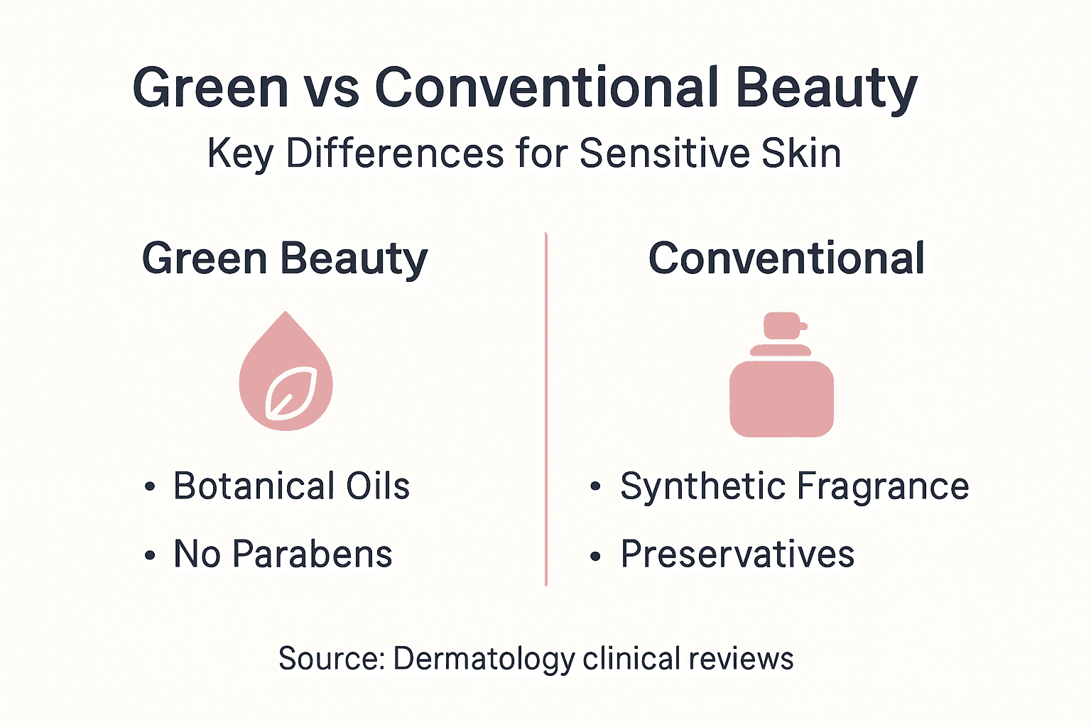 Infographic comparing green and conventional beauty products