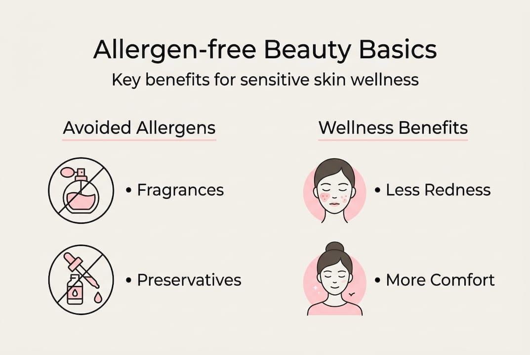 Infographic showing allergen-free beauty key points