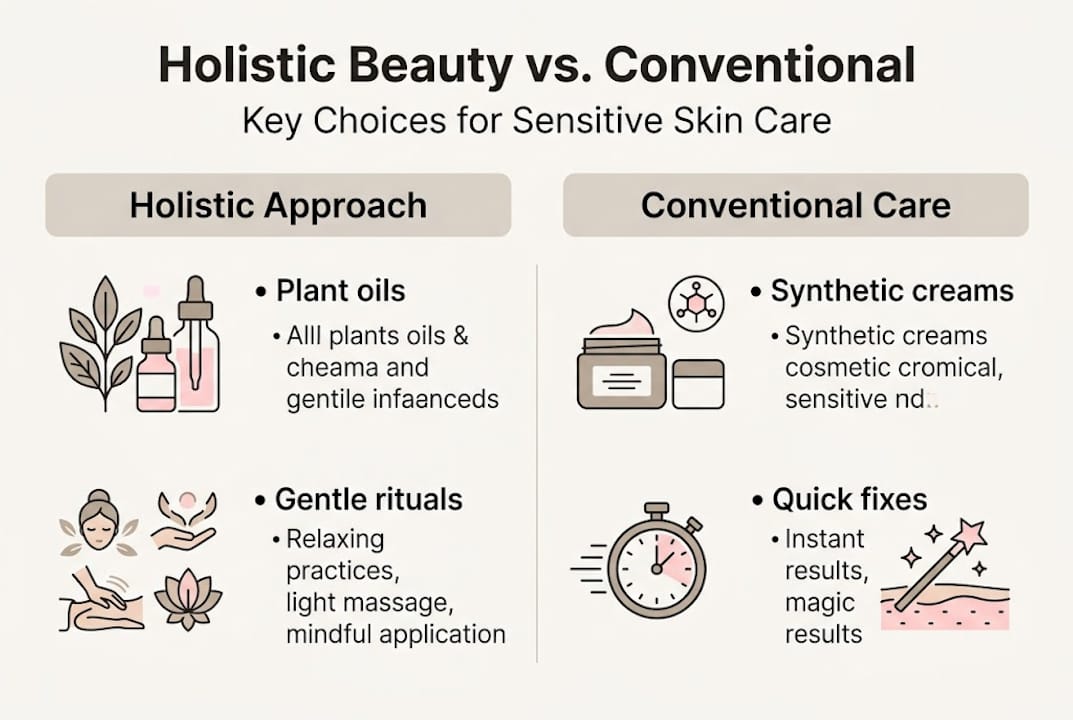 Infographic comparing holistic and conventional beauty