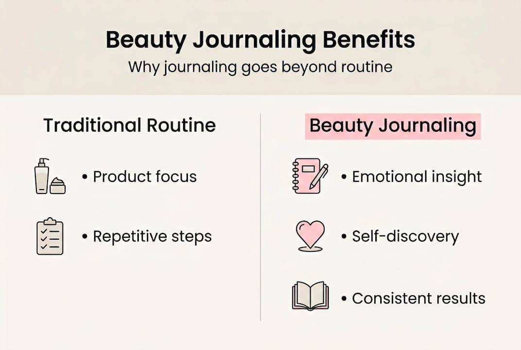 Infographic showing benefits of beauty journaling