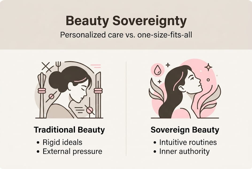 Infographic contrasting beauty sovereignty with traditional standards