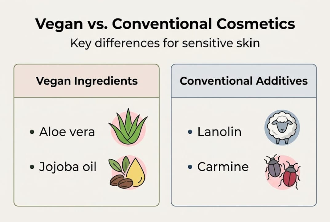 Infographic of vegan versus conventional cosmetics