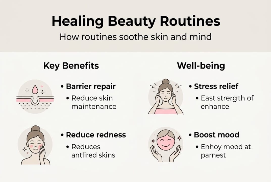 Infographic summarizing healing routines for skin and well-being