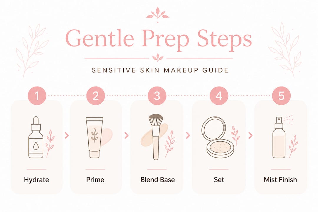 Infographic showing gentle makeup prep steps