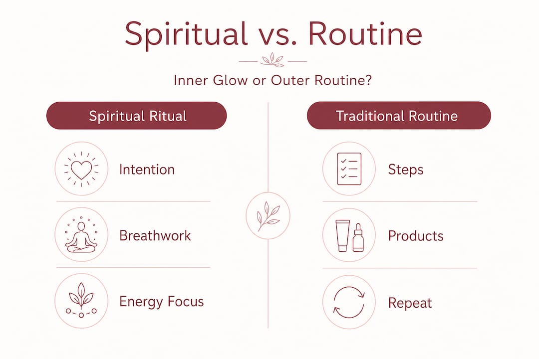 Infographic comparing spiritual and traditional beauty routines