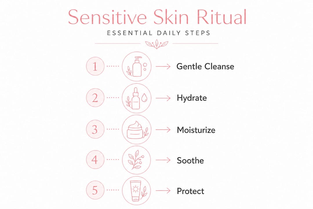 Infographic outlines steps for sensitive skin ritual