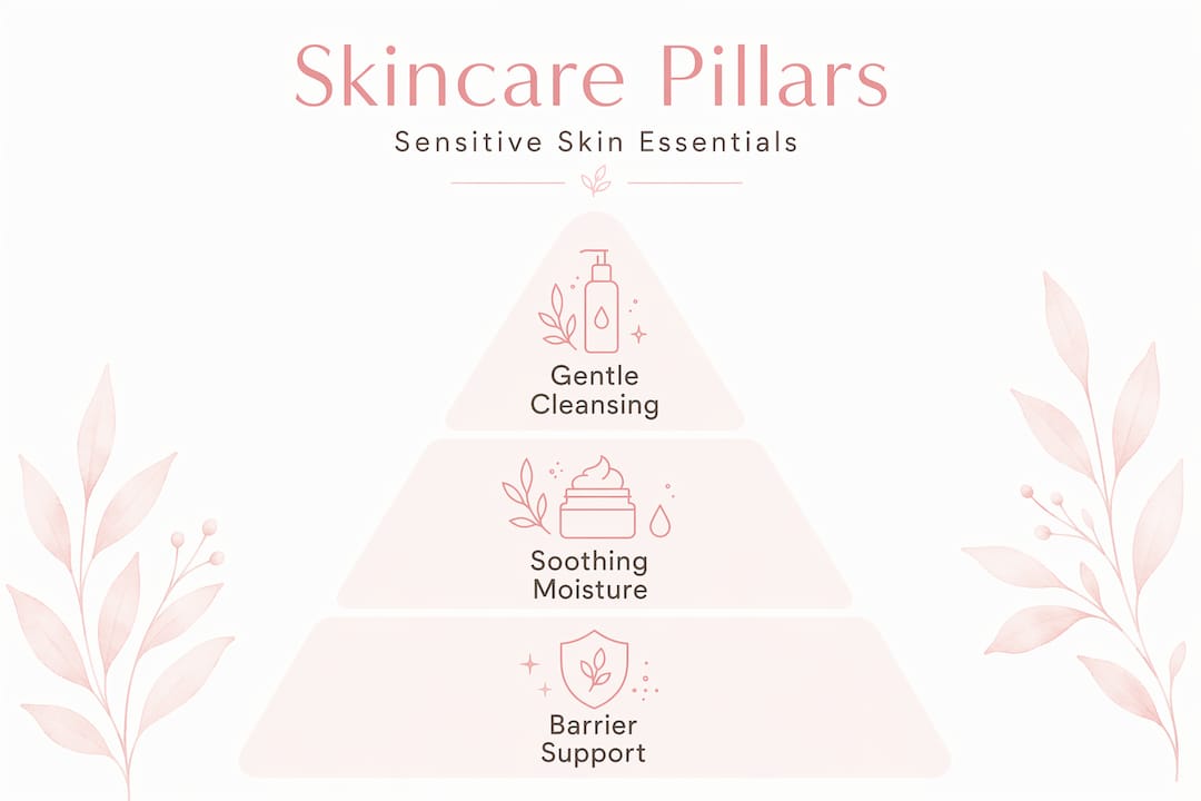 Hierarchy infographic of core sensitive skincare pillars