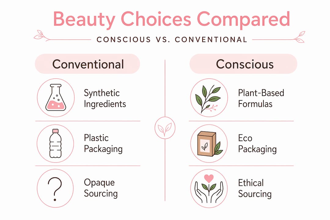 Infographic comparing conscious and conventional beauty