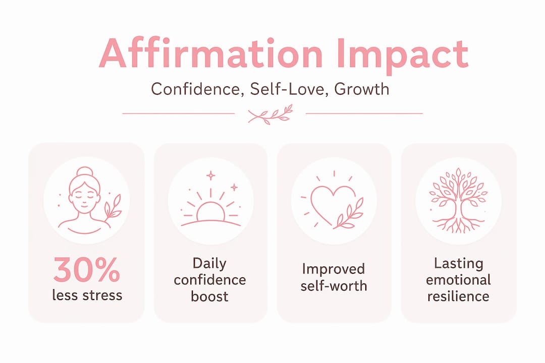 Infographic showing affirmations benefits statistics