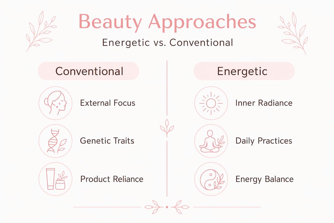 Infographic comparing energetic and conventional beauty