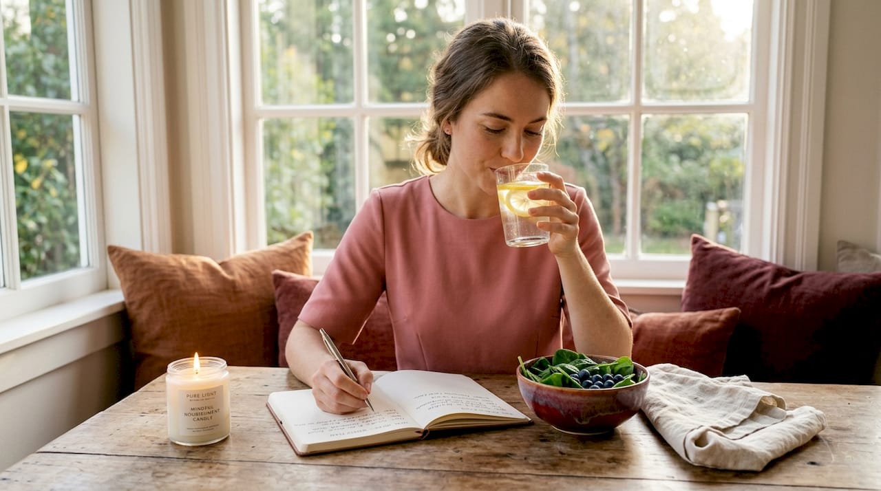 Healthy meal planning and mindfulness setup