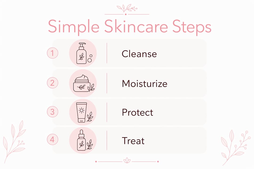 Infographic showing simple skincare routine steps