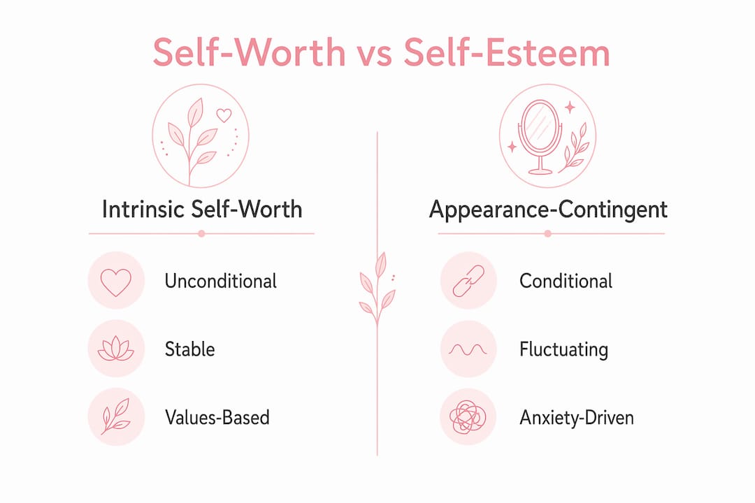 Infographic comparing self-worth and self-esteem