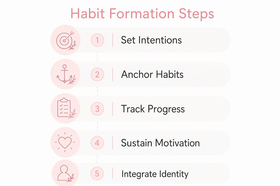 Infographic illustrating steps of habit formation in beauty routines