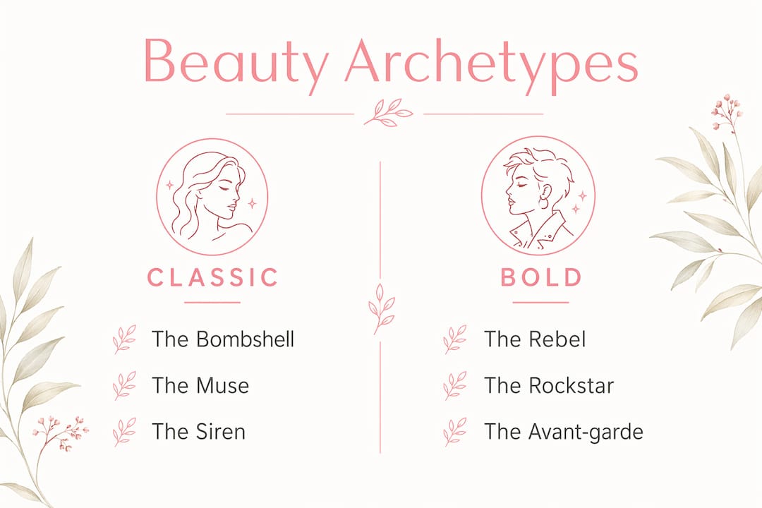 Infographic comparing classic and bold beauty archetypes
